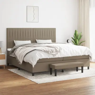 The Living Store Box spring postelja z vzmetnico taupe 200x200 cm blago - Box Spring Postelja