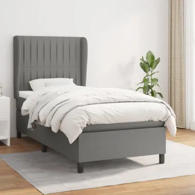 The Living Store Box spring postelja z vzmetnico temno siva 80x200 cm blago - Box Spring Postelja