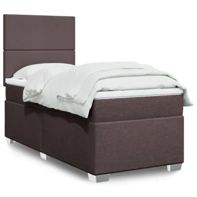 The Living Store Box spring postelja z vzmetnico temno rjava 90x200 cm blago - Box Spring Postelja