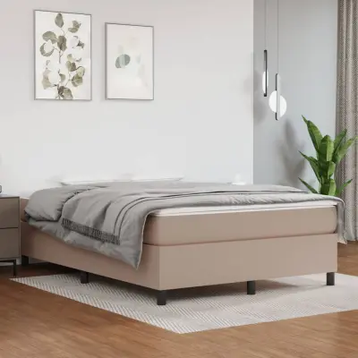The Living Store Box spring postelja z vzmetnico kapučino 140x190cm umetno usnje - Box Spring Postelja