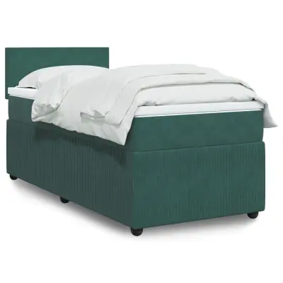 The Living Store Box spring postelja z vzmetnico temno zelena 80x200 cm žamet - Box Spring Postelja