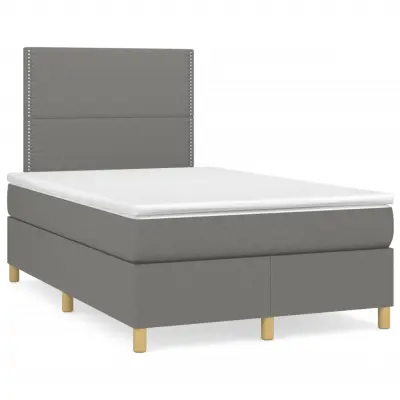 The Living Store Box spring postelja z vzmetnico temno siva 120x190 cm blago - Box Spring Postelja