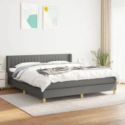 The Living Store Box spring postelja z vzmetnico temno siva 160x200 cm blago - Box Spring Postelja