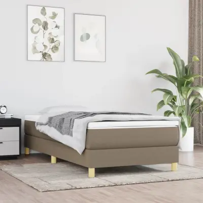 The Living Store Box spring postelja z vzmetnico taupe 80x200 cm blago - Box Spring Postelja