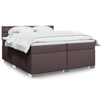 The Living Store Box spring postelja z vzmetnico temno rjav 200x200 cm blago - Box Spring Postelja