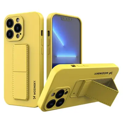 Silikonski ovitek s stojalom za iPhone 13 Pro Max Kickstand Case, rumen