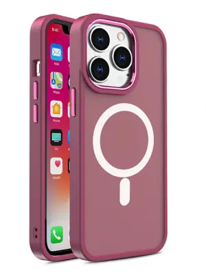 Magnetni ovitek z MagSafe za iPhone 15 Plus, bordo luknje za vrvico