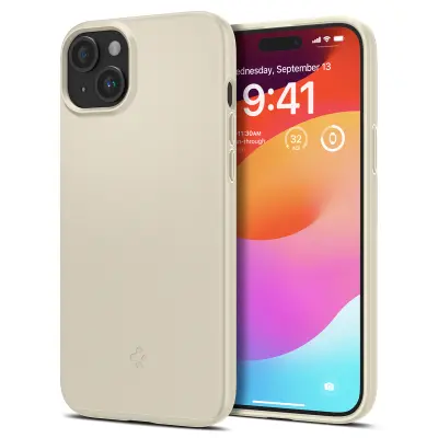 Zaščitna torbica za iPhone 15 Plus Thin Fit, bež