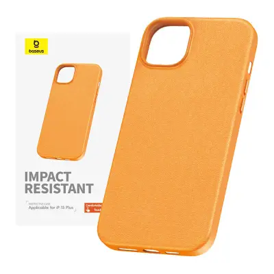 Ohišje za telefon iPhone 15 Plus Baseus Fauxther Series (oranžno)