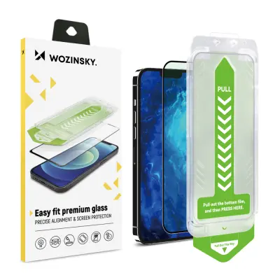 9H kaljeno steklo z montažnim okvirjem za iPhone 15 Plus Premium Glass, črno