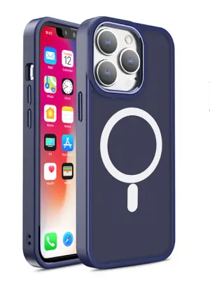 Magnetni ovitek z MagSafe za iPhone 15 Plus, luknje za vrvico, mornarsko modra