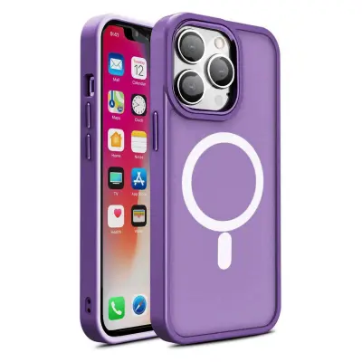 Magnetni ovitek z MagSafe za iPhone 15 Plus, vijolične luknje za vrvico