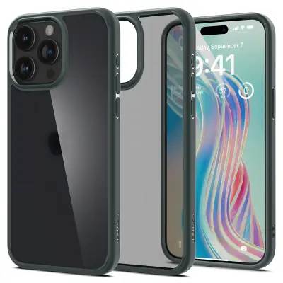Ovitek Ultra Hybrid za iPhone 15 Pro, temno zelen