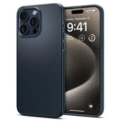 Zaščitna torbica za iPhone 15 Pro Max Thin Fit, črna kovina