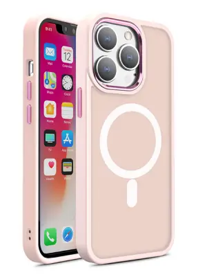 Magnetni ovitek z MagSafe za iPhone 15 Pro Max, roza luknje za vrvico