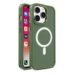 Magnetni ovitek z MagSafe za iPhone 15 Pro Max, zelene luknje za vrvico