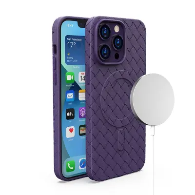 Pletena torbica za iPhone 15 Pro Max z MagSafe Woven Case, vijolična