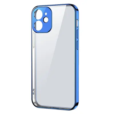 Ultra tanek prozoren ovitek s kovinskim okvirjem za iPhone 12 Pro Max, temno moder