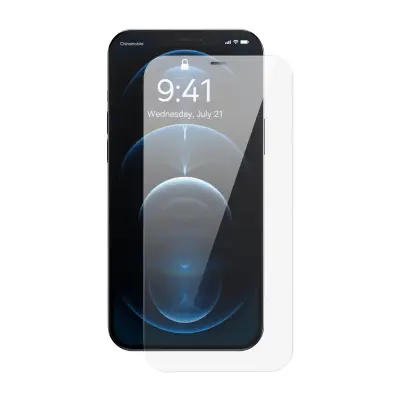 Kaljeno steklo za iPhone 12 Pro Max s pokrovom zvočnika 0,4mm SET