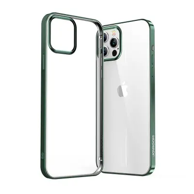 NBS ultra tanek prozoren ovitek s kovinskim okvirjem za iPhone 12 Pro Max zelen