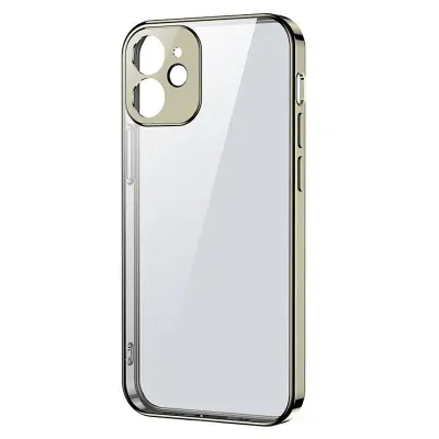 Ultra tanek prozoren ovitek s kovinskim okvirjem za iPhone 12 Pro Max zlata