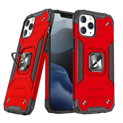 Ovitek za iPhone 14 Pro Max, blindiran ovitek, magnetno držalo, prstan, rdeč
