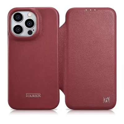 Usnjen ovitek za iPhone 14 Pro Max z magnetnim zavihkom MagSafe CE Premium Leather bordo