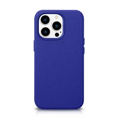 iPhone 14 Pro Max magnetna usnjena torbica z MagSafe Litchi Premium usnjeno torbico mornarsko modra