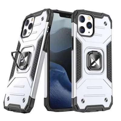 Armoured etui za iPhone 14 Pro Max, magnetno držalo Ring Armor, srebrn