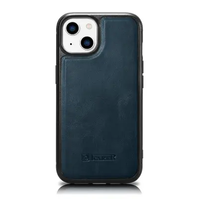 Etui prevlečen z naravnim usnjem za iPhone 14 Plus Leather Oil Wax, mornarsko moder