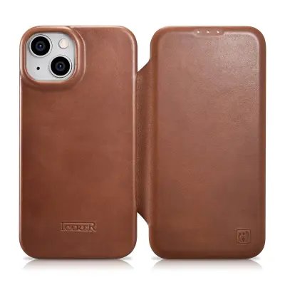 Magnetna preklopna usnjena torbica za iPhone 14 Plus MagSafe CE Oil Wax Premium Leather Brown