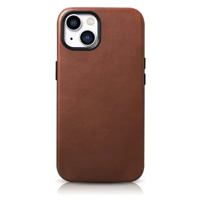 Magnetni usnjeni ovitek za iPhone 14 Plus z rjavo usnjeno torbico MagSafe Oil Wax Premium Leather Case