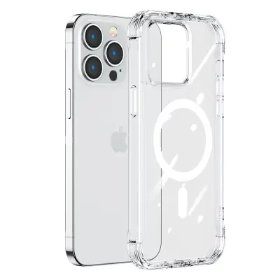 Magnetni ovitek za iPhone 14 Plus, oklepni ovitek s kljukicami in prozornim stojalom