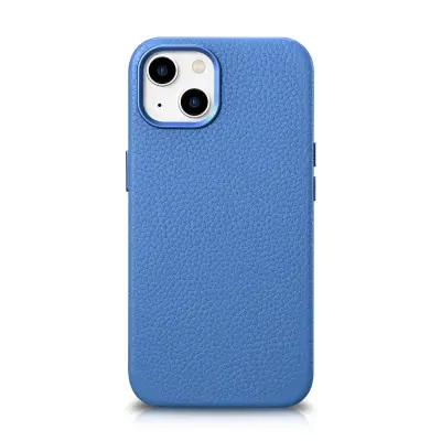 Magnetni usnjeni ovitek za iPhone 14 Plus z modro usnjeno torbico MagSafe Litchi Premium
