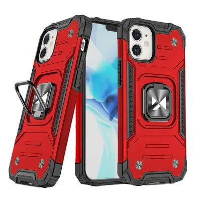 Armoured etui za iPhone 14 Plus, magnetno držalo Ring Armor, rdeč
