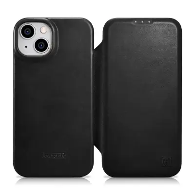 Magnetna preklopna torbica za iPhone 14 Plus MagSafe CE Oil Wax Premium Leather Black