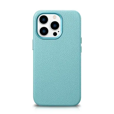 Magnetni usnjeni ovitek za iPhone 14 Pro z usnjeno torbico MagSafe Litchi Premium Leather Case zelena