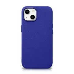 Magnetna usnjena torbica za iPhone 14 z usnjeno torbico MagSafe Litchi Premium Leather Case mornarsko modra