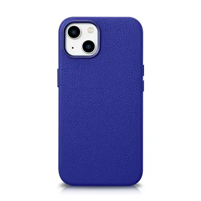 Magnetna usnjena torbica za iPhone 14 z usnjeno torbico MagSafe Litchi Premium Leather Case mornarsko modra