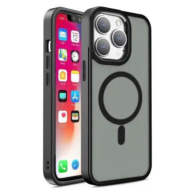 Magnetna torbica z MagSafe za iPhone 15, črne luknje za vrvico