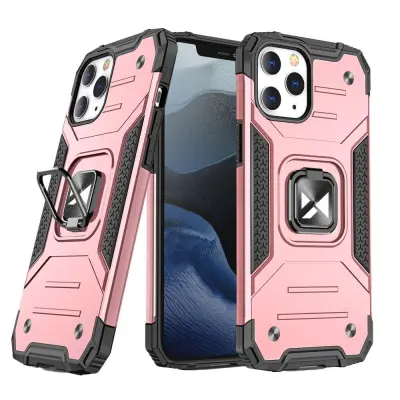Armored etui ovitek + magnetno držalo iPhone 13 Pro Ring Armor roza