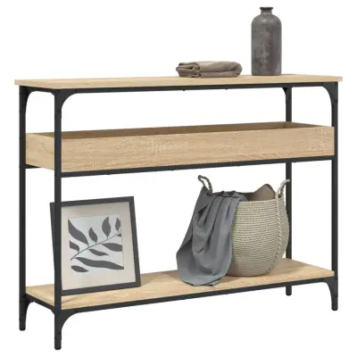 The Living Store Konzolna mizica s polico sonoma hrast 100x29x75 cm inž. les - Konzolna Mizica