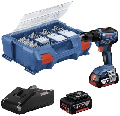 Bosch Professional GSR 18V-55 06019H5209 akumulatorski vrtalni vijačnik 18 V 4.0 Ah Li-Ion vklj. 2 akumulatorja, vklj. polnilnik, vklj. oprema, brezkr