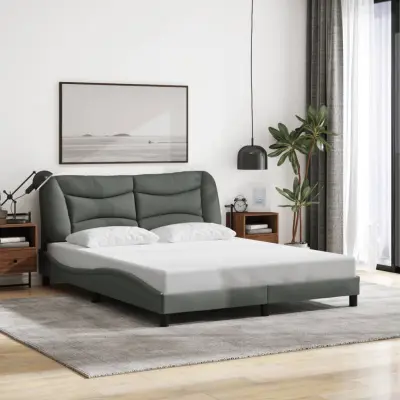 The Living Store Posteljni okvir brez vzmetnice temno siv 160x200 cm blago - Posteljni Okvir