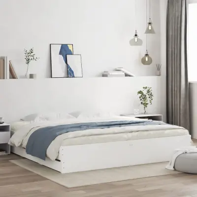 The Living Store Posteljni okvir s predali bel 180x200 cm inženirski les - Posteljni Okvir