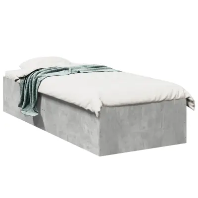 The Living Store Posteljni okvir betonsko siv 75x190 cm inženirski les - Posteljni Okvir