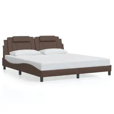 The Living Store Posteljni okvir z LED lučkami rjav 180x200 cm umetno usnje - Posteljni Okvir