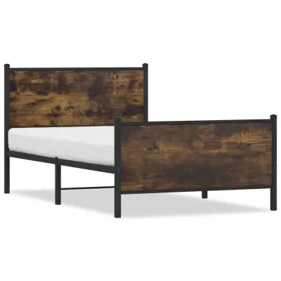 The Living Store Kovinski posteljni okvir z vzglavjem in vznožjem 107x203 cm - Posteljni Okvir