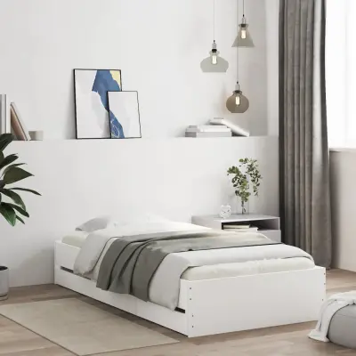 The Living Store Posteljni okvir s predali bel 100x200 cm inženirski les - Posteljni Okvir