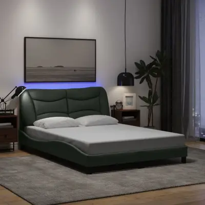 The Living Store Posteljni okvir z LED lučkami temno siv 140x200 cm tkanina - Posteljni Okvir